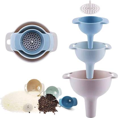 Abstract 4 in 1 funnel with Stainer for liquid, powder, granules and oil filter Plastic Funnel Set