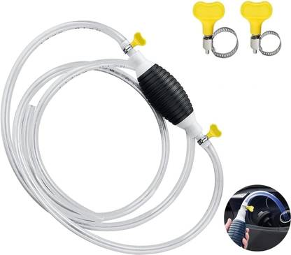 JOVINENTERPRISE portable fuel transfer pump (2 Meter Long Pipe, 2X Clips, 1X Pump) Silicone Funnel Tube