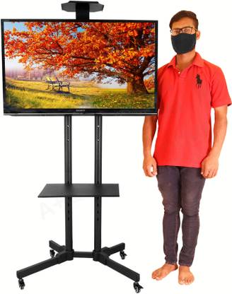 OET European Standard Heavy Duty Led Tv Stand with Lock Wheels for 32" inch to 75" inch LED, LCD and Plasma TV with 2 Shelves TVS150 TV Stand Base