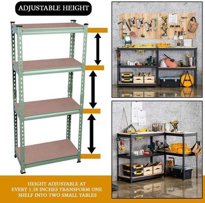 Star Work 4 SECTION (4'6"X 2'X 1' FT) METAL SHELVING ADJUSTABLE STORAGE RACK Iron, Wooden Wall Shelf