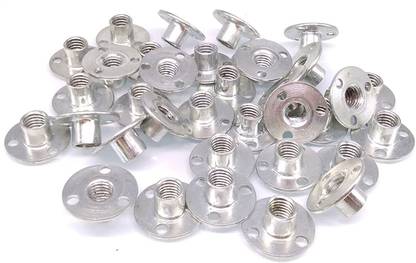 RAJCHIEF M8x21x1.3 Steel Round Base T Nut Three Brad Hole Tee Nut | Chandi (50 Pic) Desk Sneeze Guard