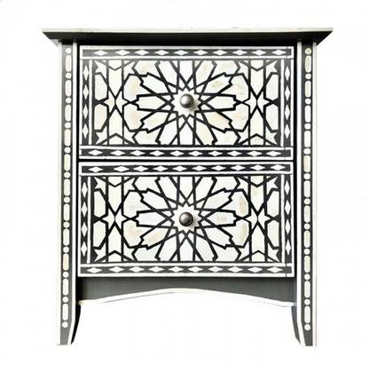 RUDRAKSH Bone Inlay Bedside Table Bracket Top Combo