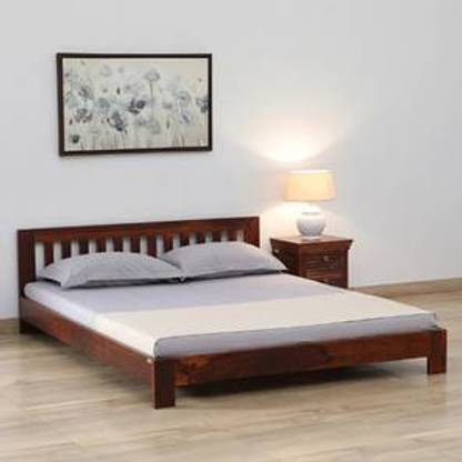 Home luxura Orian Solid Wood Queen Size Non Storage Bed In Honey Oak Finish Bed Frame