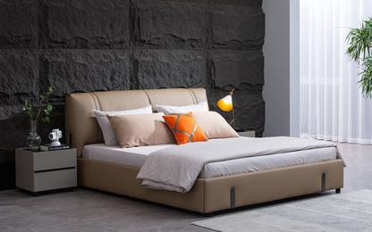 AF Tony Upholstered Bed in Leatherette without mettress & without side table Bed Legs