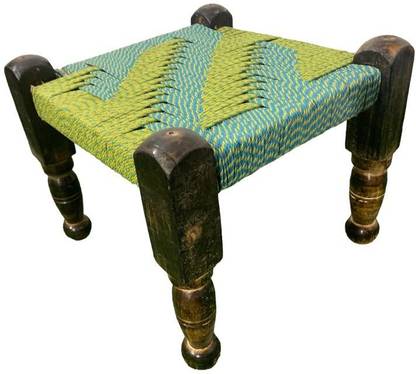 Craferia Export Wooden Weaving Pidha Stool Chowki/Tradtional Chowki Stool Chair Arm Rest