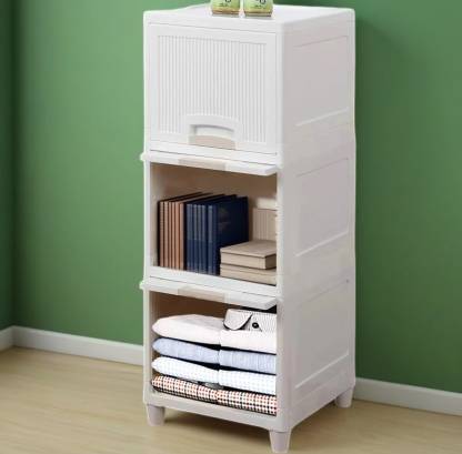 Frap 3 Layer Foldable Plastic Cupboard For Storage Plastic Modular Drawer Pack Of 3 Table Bracket Top Combo