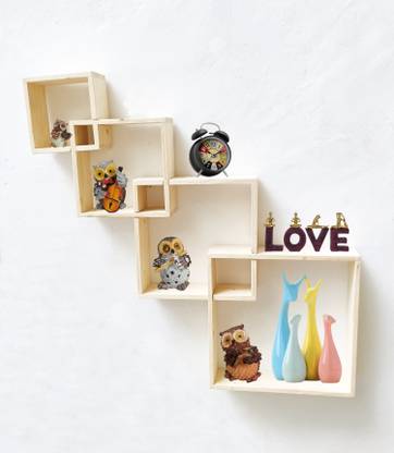 URBANE CHIC Pine Wood wall Mounted Floating Shelves decor Wall Mount Monitor Arm