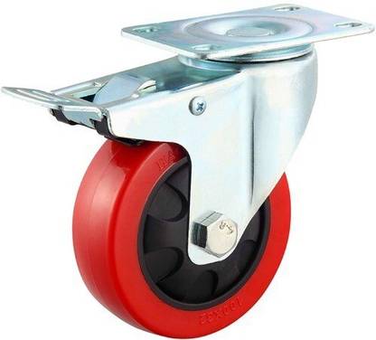 Hkey 3 inch Swivel Caster Wheels Heavy Duty Plate with Safety Brake (pack of 4) Braked Furniture Caster
