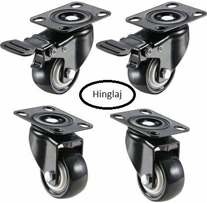 hinglaj HC 1.5 " 38MM Heavy Duty Caster Wheels Soft Rubber Swivel Caster with 360 Degree Braking and Locking Furniture Caster