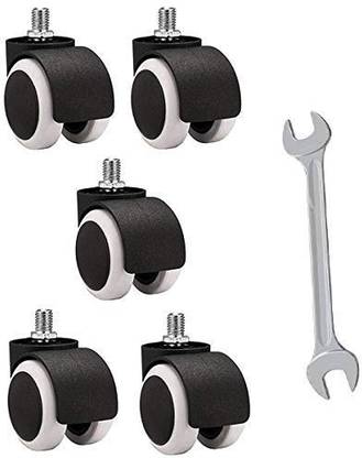 P P CHAIR Chair Wheels Set of 5 pc, fit to Chair Base (White Black Thread with key) Fixed Furniture Caster