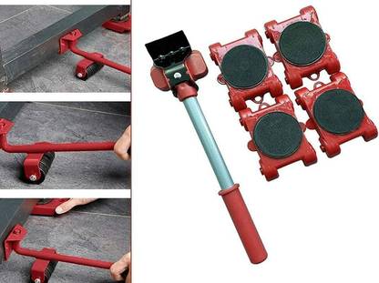 BOLDHIGH Heavy Furniture Moving System Lifter Kit with 4 Slider, Roller Move Tools, (Red) Appliance Furniture Caster