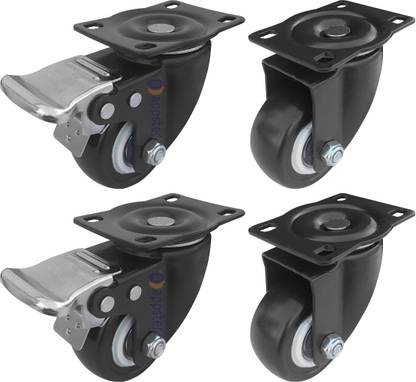 Appster 2" Caster Wheel 280KG Load Capacity Heavy Duty | 2 with Brakes & 2 Without | Braking and Locking Furniture Caster