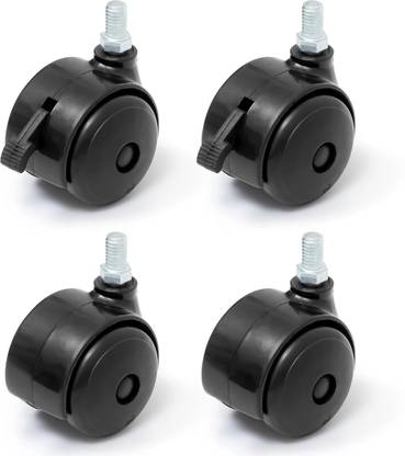 Livzing Plastic 2 Lockable Wheels & 2 Non-Lockable Wheels-360°- M6x 8 mm Threaded Braking and Locking Furniture Caster