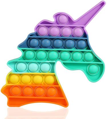 Chigy Wooh Pop It Fidget Toy Push Bubble Game For Kids Stress Relief Toys For Adults [Rainbow Unicorn] pop it Gag Toy