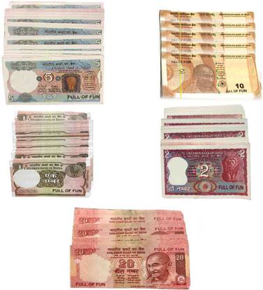 PTCMart Dummy Currency note 100 each 1-2 | 5-10 | 20 fake notes 500pcs fake notes Gag Toy