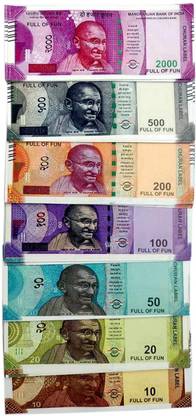 Shrisai SS Dummy Currency Notes Combo, Fun Playing All Indian Rupees Currency Notes, Fake Money For Kids 10, 20, 50, 100, 200, 500 & 2,000 (7X10=70), Multi color Gag Toy