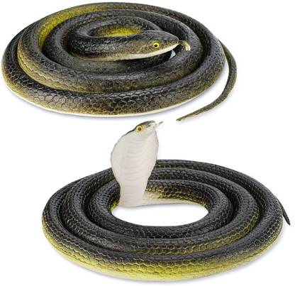 BLC Realistic Rubber Snake 2Pcs, Scary Fake Snake Large Fake Snake Toy for Pranks Rubber Snake Gag Toy