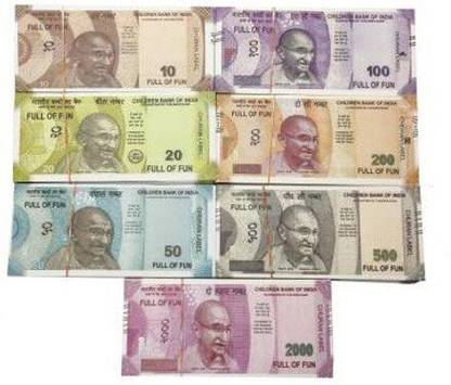 MGT CREATION (50 Each x 7=350 Nakli Note) Playing Indian Currency Notes for Fun Paper Kids churan wale Note (( Nakli Note-10,20,50,100,200,500,2000 )) Nakli Indian Notes Gag Toy Nakli Indian Notes Gag Toy nakli indian toy Gag Toy