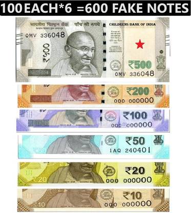 BRAND HOME India Dummy Currency Notes (100 Each x 6=600) Fake for Kids Playing Learn Nakli Note Gag Toy