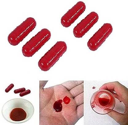 MADDYGROUP Fake Blood Capsules - Realistic Touch for Halloween Costumes and Decorations | Mystery Prank Blood Capsule | Fake Blood Capsules For Party Pranks And Fun(6 Pc) Gag Toy