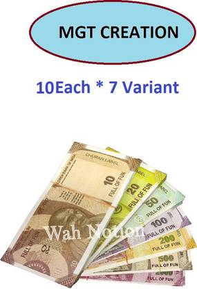 MGT CREATION Paper Dummy Currency Notes for Kids Toys Learn Trading/Counting/Accounting Skill from Fake Money Set of 70 PC Money Toys for Kids / Nakli Note ki Gaddi (Smooth Paper) Dummy Fake note Gag Toy