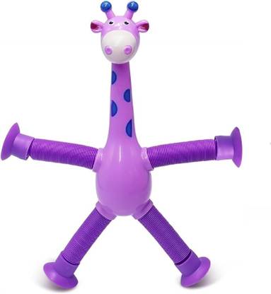 ParshvGroups Telescopic Suction Cup Giraffe Toy, Pop Tubes Fidget Toys, (Pack of 1 ) Shape Changing Stretch Giraffe Toy Gag Toy