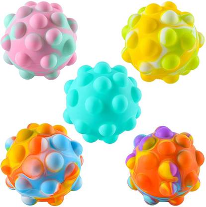 AGC Pop It 3D Stress Reliever Ball Fidget Silicone Bubble (Multicolor) (Pack of 1) Stress Relief Toy Gag Toy