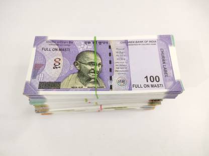 Velinor Indian Rupees Duplicate Money Fake Currency Notes Dummy Rupee Bundle Money (20*6=120 note each ) Money for Kids to Play Nakli Note 10 20 50 100 200 500 Gag Toy