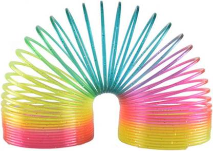 BLC Rainbow Circle Folding Plastic Spring Colorful Slinky Neon Plastic Glossy Ring Magic Spring Toy Gag Toy