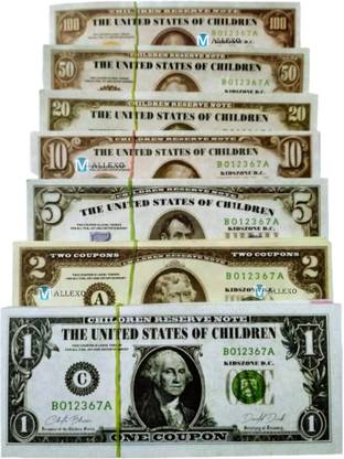 Mallexo US Dollar Money Toys for Kids 300pc Coupons 6 Design Doller Dummy Currency Notes Dollar Money Note Gag Toy