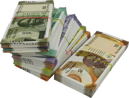 Velinor Set of 120 Fake Indian Currency Notes for Educational Play -10,20,50,100,200,500 - Playful Paper Money for Kids Fake Note Collection for Pretend Play Gag Toy