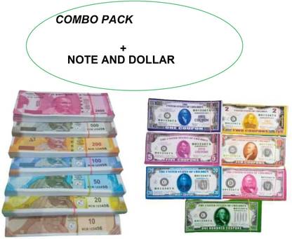 BBS DEAL Combo Pack ( 36 Each x 7=252 Nakli Note +Dollar ) Indian Currency Note/dollar fake note/dollar Gag Toy