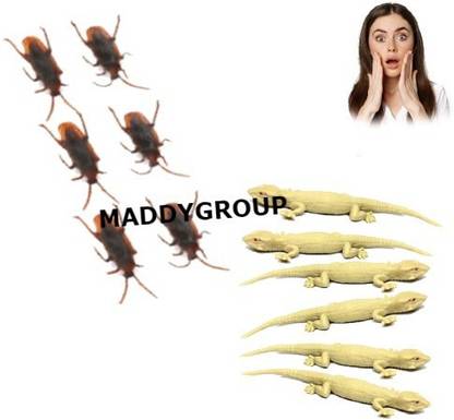 MADDYGROUP Realistic Looking Fake Cockroach & Lizard Combo Prank Trick Toys | Practical Jokes Toy | Party Gag Toy For Friends Halloween (Pack Of 12) Gag Toy