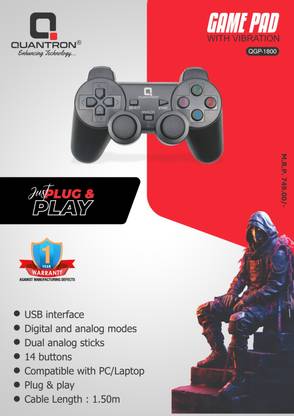 Quantron QGP-1800 GAME PAD PC WITH VIBRATION GAMEPAD.  Gamepad