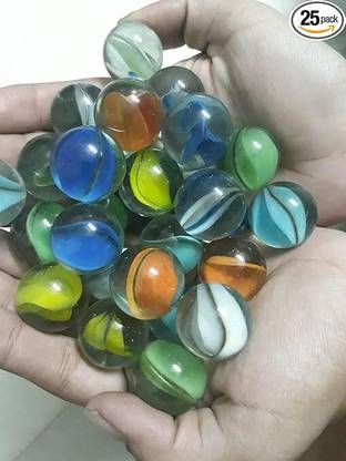 PMW Marbles - 25pcs - Glass Playing Balls -25mm-Multi Color(BV)  Gaming Accessory Kit