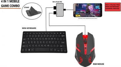 Sonee 4 IN 1 MOBILE GAME COMBO PACK Keyboard Mouse WITH GG PRO convertor For Android  Gaming Accessory Kit