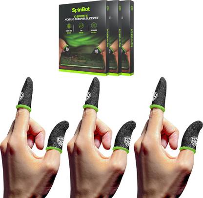 SpinBot Thumb & Finger Sleeves 3 Pair(6 Pieces)For Mobile Gaming PUBG,BGMI,COD,FreeFire  Gaming Accessory Kit
