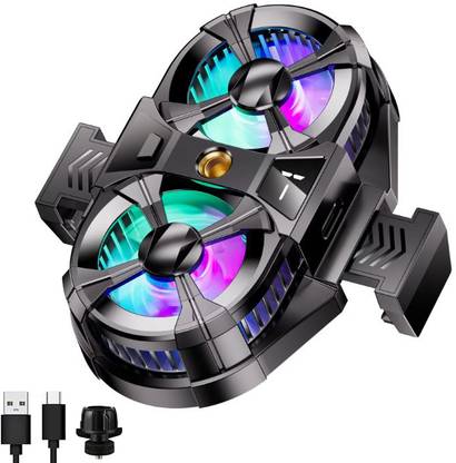 Abhsant Fan Radiator Phone Cooler for Gaming, 3 Gear Adjustable With RGB Light Phones  Gaming Accessory Kit