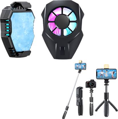 Elevea Combo C184 Mobile Cooling Fan & 3-in-1 Selfie Stick Tripod - 15 Years Warranty -  Gaming Accessory Kit