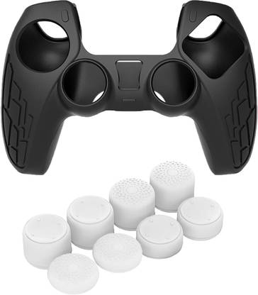 OIVO INDIA |Combo of 2| Playstation 5 Controller Black Cover and White Thumbgrips Set  Gaming Accessory Kit