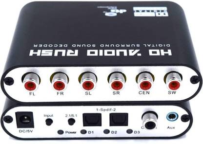 VOOCME VOOCME 5.1 Channel HD Audio Rush, Digital Sound Decoder Converter Optical SPDIF Coaxial Dolby AC3 DTS Stereo(R/L) to 5.1CH Analog Audio Black Sound Card