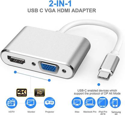 MITHEETECK USB C to HDMI VGA USB Adapter, hub 3.1 to HDMI 4K/VGA/USB 3.0/USB C Converter Gaming Adapter