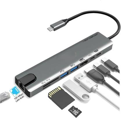 Sancy 8-in-1 USB-C 3.0 Dock: 4K HDMI, 100M RJ45, SD/TF, USB Gaming Adapter