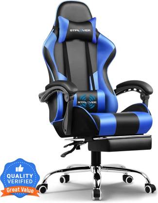 GTPLAYER #1USA Multi-Functional Ergonomic Gaming & Computer Chair Massage Cushion, Premium PU Leather, Adjustable Neck & Lumbar Pillow, Footrest Gaming Chair