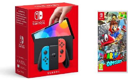 NINTENDO Switch OLED Handheld Portable Gaming Console 64 GB with Super Mario Odyssey Game Bundle