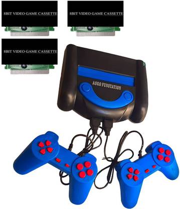 PTCMart fun station 8bit TV video game console & inbuilt games with 3 cassettes etc.. NA GB with in-built games with 3 cassettes