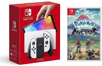 NINTENDO Switch OLED Console with White Joy Con 64 GB with Pokemon Legends Arceus