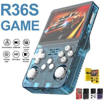 NISARCREATION R36S Gaming Console Lake Blue New WIth All Retro Games  Joystick