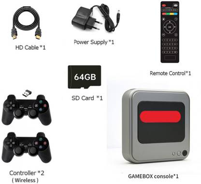 VK MART Player Support WiFi 4K HD Gamebox G7 Android TV Console Retro Video Game 64 GB with Super Mario, Crash, GTA, Zelda, Sonic, Donkey Kong, Street Fighter