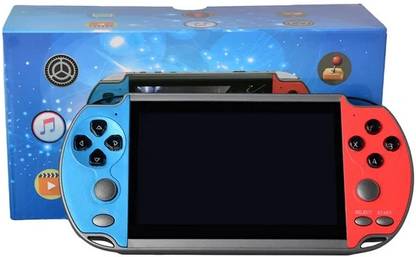 TECHZONE X7,8GB PSP Handheld Game 4.3 inch Screen, Free Games, Dual Joysticks,Red & Blue 8 GB with Arcade Games FC Games NES Games